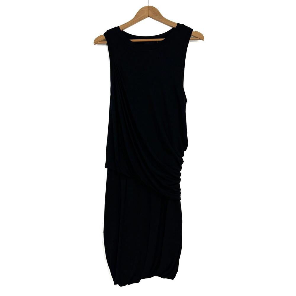 Heather by Bordeaux Women’s Size P Small Black Fitted Ruched Jersey Tank Dress